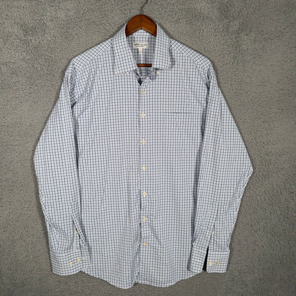 Peter Millar Summer Comfort Men XL Hugh Tattersall Check Performance Shirt